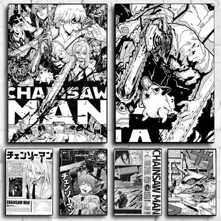 Classic Anime C_Chainsaw M_Man Poster Decorative Wall Art Stickers Mural Photo Print for Home Living Room Hallway Decor