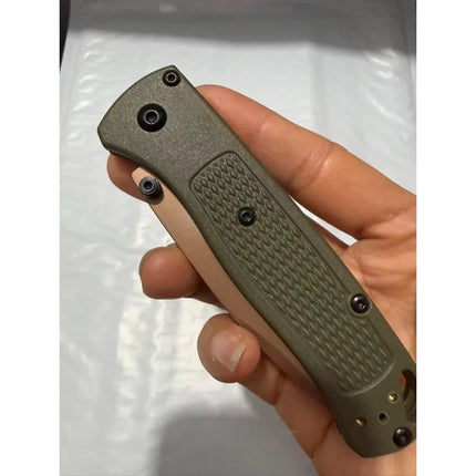BM Bugout 535 Folding Pocket Knife Golden Blade Outdoor Folding Knife Nylon Handle  9cr8MOV Blade Hand Tool Gift for Men