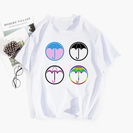 Umbrella Academy Printed Short Sleeve T-Shirt Women's Fashion Cross-Border Modal Material Crew Neck Floral Patchwork Wish EBay