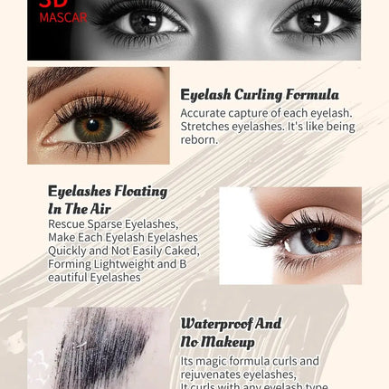 2025 High Heels Mascara 3D Waterproof Non-smudging Thick Curl Natural Slender Cross-border Makeup