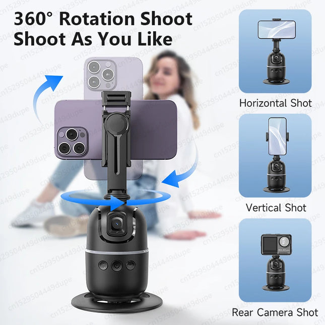 Smart Tracking Tripod for Camera Smartphone, Colorful Light 360 Rotation Follow Focus, Gimbal For Tiktok Live Photography