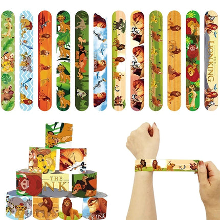Lion King Simba Party Favors Animal Slap Bracelet Sticker Keychain Kids Birthday for Boys Festival Gifts Pinata Filler Gift