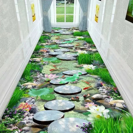 3D Visual Effect Corridor Carpet Nature Scene Design Ultra Washable Non Slip Stain Resistant Mat for Hallway Bedroom Home Decor