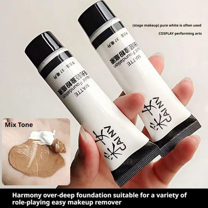 Professional White Face Foundation Matte Light White Blending Pure White Brightening Makeup For Cosplay Gothic Makeup Foundation