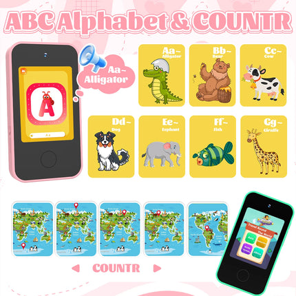 Kids Smart Phone Toy Dual Camera 1080P HD Educational Game Music Player Safe Mode Early Learning Toy Birthday Gift For Boys Girl