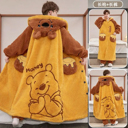 New Doraemon cartoon creative winter pajamas set personalized animation surrounding cute kawaii thick plus velvet nightgown gift
