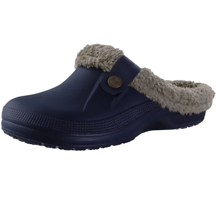Kidmi Fur Lined Clogs Slippers For Women Classic Winter Waterproof House Slippers For Women With Padded Shoes EVA Garden Shoes