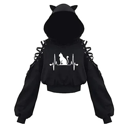 2021 Amazon European New Style Cute Cat Y-Back Sweatshirt Crew Neck China Made Other Patterned Hooded Sweatshirt For All Seasons