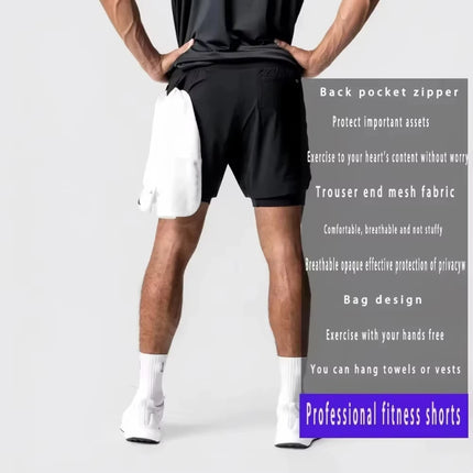 One Piece Men's Shorts Double Layer 2-in-1 Shorts Roronoa Zoro Japanese Anime Summer and Autumn Fake Two-piece Printed Pants