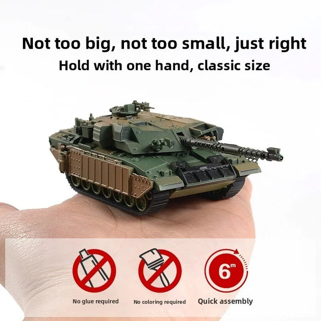1/72 Scale Mini Plastic Assembled Tank Model Kit WWII Military Model Puzzles, M88A1G, M1A2, T55A, M4A3, M12, JSU152, M42, M1113A