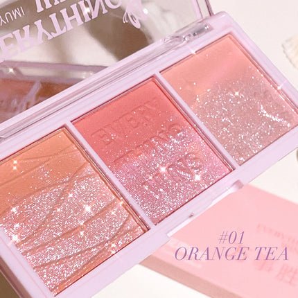 Secret Garden three-color blush eye shadow almond milk tea nude makeup natural color enhancement long-lasting powder
