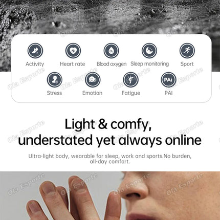 New Vibration Reminder Smart Ring Heart Rate Blood Oxygen&Pressure Health Monitoring IP68 Waterproof Multi-Sport Mode Smartring