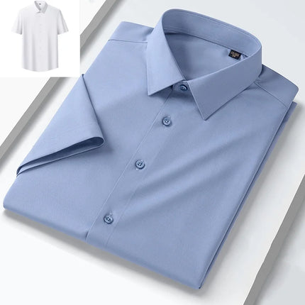 Non-Iron 8XL 7XL High-end Anti-wrinkle Modal Men's Shirt Casual Long Sleeve Slim Fit Office Blue White Shirts Men Long Sleeve