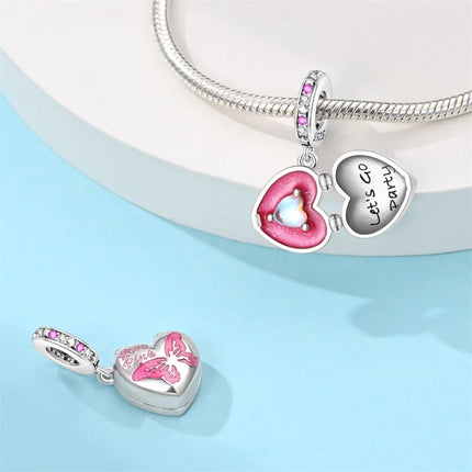 100% 925 Sterling Silver Fashion Pink Princess Skirt Bag Lipstick Charms Beads Fit Qikaola Original Bracelets DIY Jewelry Gifts