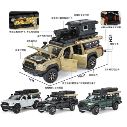 1:32 Toyota Tacoma TRO Off Road Pickup Alloy Diecast Model Computer Desktop Decoration With Sound Light Beautiful Christmas Gift