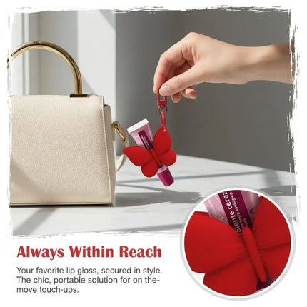 Silicone Lip Balm Holder with Clip-On Keyring and Sweet Bowknot for Outdoor Adventures