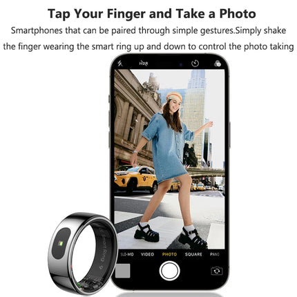 Smart Ring for Women Men Heart Rate Blood Oxygen Monitor Temperature Sleep Tracker Camera Control 5ATM Waterproof Multi Sports