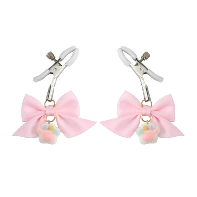 New Bow Cat Claw Nipple Clamps Couples Teasing BDSM Adjustable Breast Restraints Fetish Nipple Stimulation Adult Sex Toys Leten