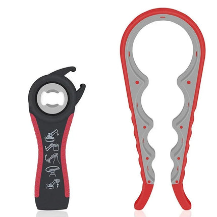 5-in-1 Jar Opener Multifunctional Non-slip Can Opener Bottle Opener Kit with Silicone Handle Kitchen Accessories Kitchen Gadgets
