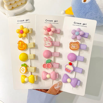 5PCS/Set Cute Cartoon Baby Girl Hair Clips Sweet Flower Bow Sided Clips Bangs Clips Kids Barrettes Hair Accessories
