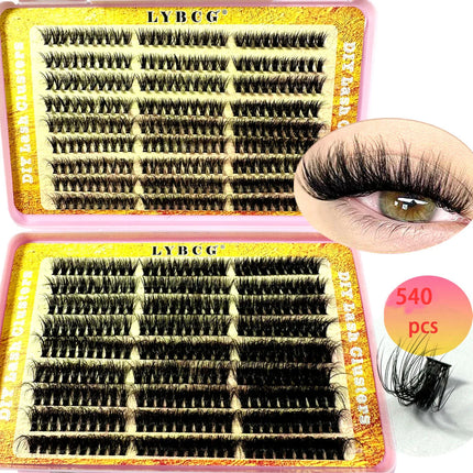 540Pcs 5D Fluffy 10-18mm Mix Lashes Cluster 30D-100DThick Eyelash D/CC Curl Individual Lashes DIY Lash Extensions Eyelashes
