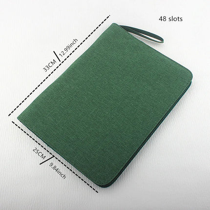48 Slots Fountain Pen Case Pencil Case Pouch Bag Canvas Case for 10/24/ Pens Black, Blue, Gray