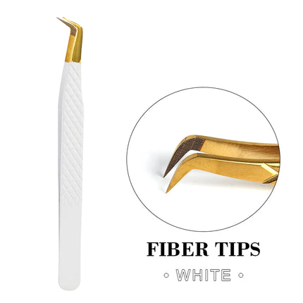 1pc Fiber Tip Tweezers Stainless Steel Straight Curved Nail Tools Volume Eyelash Accurate Tweezers Clip Set Makeup Tools