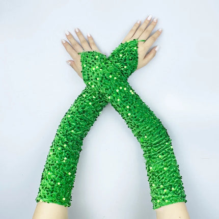 Women's Sexy Sparkling Sequin Gloves Female Club Party Dance Long Gloves Costume Performance Accessories