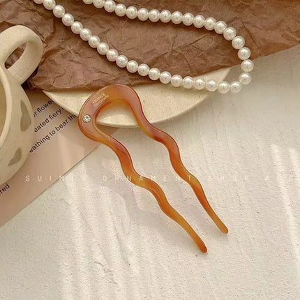 1pc Elegant Minimalist U-shaped Acetate Hairpin for Buns, 2025 New Style Hair Accessory