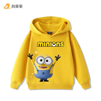 Children's cartoonMinions pattern printed hooded sweatshirt for boys and girls suitable for autumn andwinter a warm top for kids