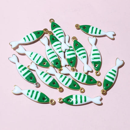 20pcs 18x5mm Stainless Steel Fish Enamel Charms Pendant Stainless Steel DIY Jewelry Making Accessories Findings