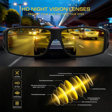 CRIXALIS Polarized Fashion Sunglasses Men Night Vision For Driving AT Night Women Men Anti-reflective UV400 Protection
