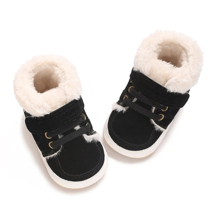HAIZHIW 0-18M NEW Winter Baby Boys Girls High Tops Sneakers Rubber Anti-Slip Sole Fleece for Warmth Infant Newborn Shoes