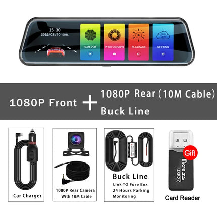 Auto Mirror Camera for Car Touch Screen Video Recorder Rearview 10" Mirror Dash Cam Front and Rear Camera Mirror DVR Black Box