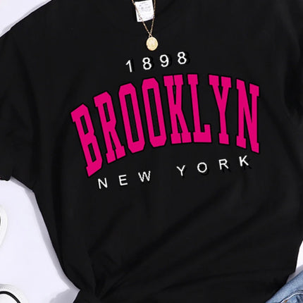 2024 New Summer Women T-Shirt 1898 Brooklyn New York Print Short Sleeve T-Shirts Warm Casual Streetwear Hip Hop Y2k Clothes Tops