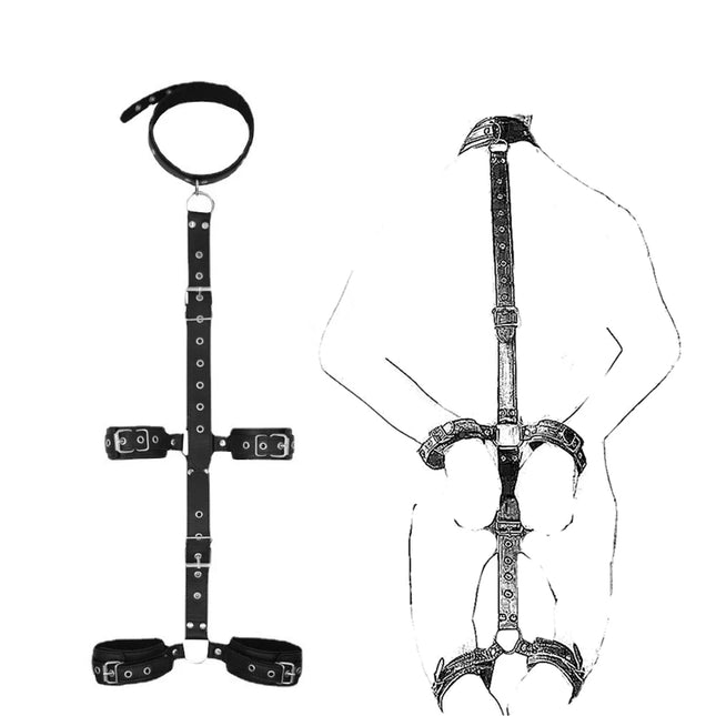 PU Leather Bondage Restraints Collar Fetish Sex Game BDSM Adult Toy Sex Shop Slave Neck Handcuffs Sex Products For Couple Gay