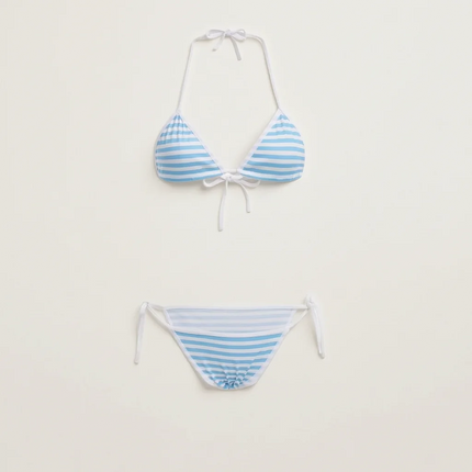 Adult Cosplay Lingerie Set Blue Pink White Striped Lolita Style Kawaii Sexy Mini Bikini Costume