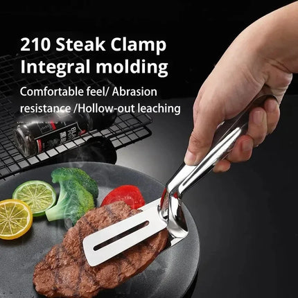 Locking BBQ Tool Set: Stainless Steel Grilling Tongs & Spatula – Heat Resistant Flipper for Fish, Steak, Burgers & Baking, Dishw