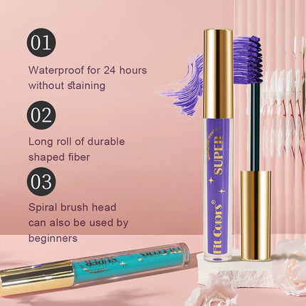 Waterproof Mascara Eyelashes Extension Thick Curling Non-smudge Quick Dry Long Lasting Purple Green Colorful Mascara Makeup Set