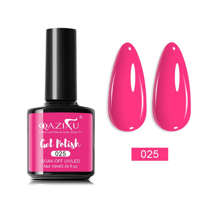 QAZIXU 48 Colors 10ml Red Black White Gel Nail Polish Manicure Semi Permanent Soak Off UV Nail Art Varnish Nail Supplies