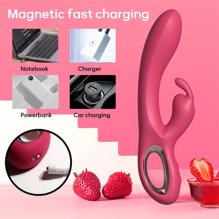 12 Speed G Spot Vibrator USB Rechargeable Powerful Dildo Rabbit Vibrator for Women Clitoris stimulation Massage Adult sex toys