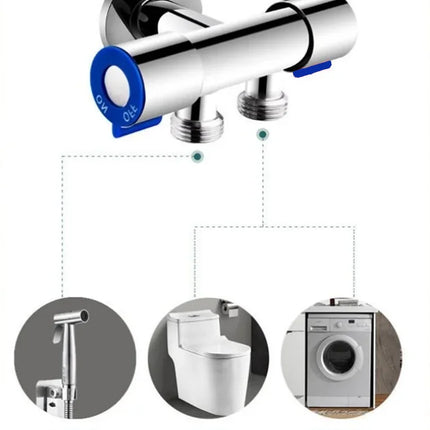 Stainless Steel Single Cold Water 1 In 2 Out Bathroom Toilet Angle Valve Washing Machine Double Outlet Water Tap