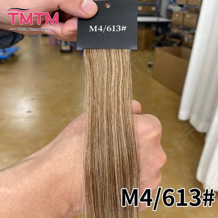 TMTM Russian Virgin Hair Weft Cuticle Aligned Natural Brown Bone Straight Hair Extensions Machine Made Weave 50g 100g Sales
