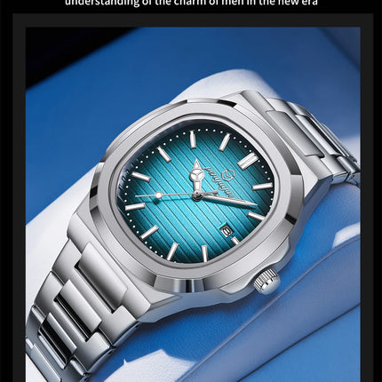 2025 New Luxury Military Man Watch Square Waterproof Luminous Date Week Men Watch Stainless Steel Quartz Men's Watches Reloj+box