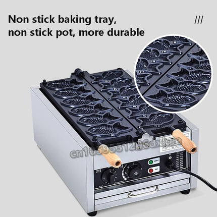 220V/110V Fish Shape With Close Mouth Taiyaki Maker Commercial Fish Shaped Waffle Electric Taiyaki Machine