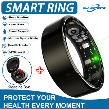 Smart Ring Men Women Bluetooth Monitor Blood HeartRate Blood Oxygen Monitor Smartring MultiSport 5ATM Waterproof 2026 SM-R390