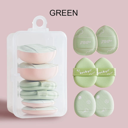 6 mini finger puff set with box, wet and dry concealer air cushion puff, used for makeup of eyes, nose and face.