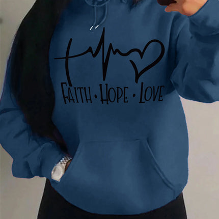 Faith Hope Love Letter Graphic Women Hoody Street Casual Loose Hoodies Autumn Fleece Pullover Hip Hop O-Neck Clothing Female