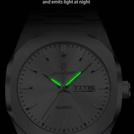 POEDAGAR Fashion Brand Male Wristwatch Waterproof Luminous Stainless Steel Men Clock Date Week Casual Quartz Men's Watches Reloj
