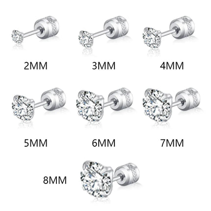 2 piece Medical Stainless steel Crystal Zircon Ear Studs Earrings Tragus Cartilage Hypoallergenic Screws Piercing Jewelry